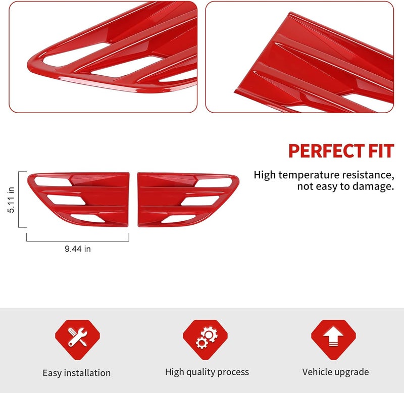 Jimen مناسب لفورد F-150 SVT رابتور 2009-2014، 2 قطعة غطاء تهوية جانبي للسيارة (أحمر) - Image 3